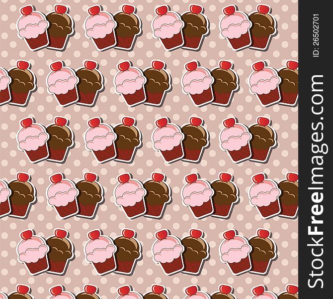 Cupcake background design with dotted background