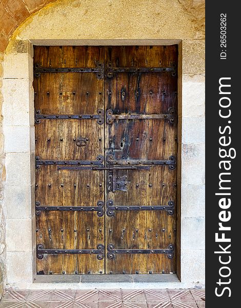 Beautiful old door in the city of Spain