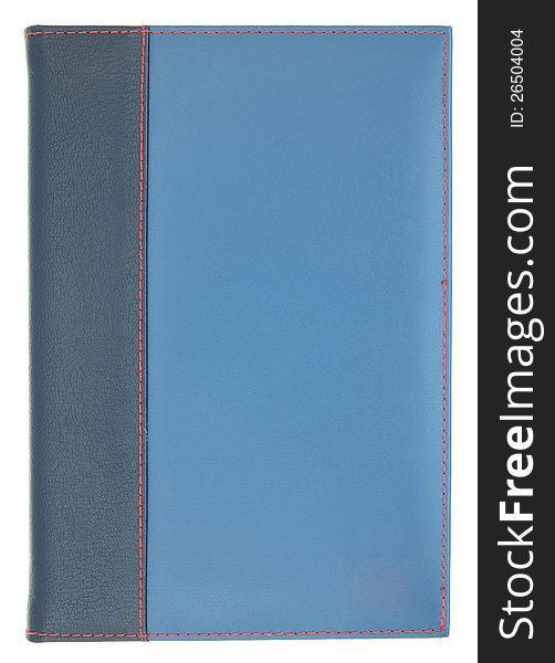Blue leather notebook isolated