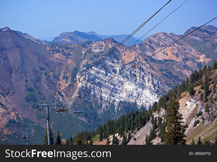 Ski lift in summer in the Wasatch Mountains in Utah