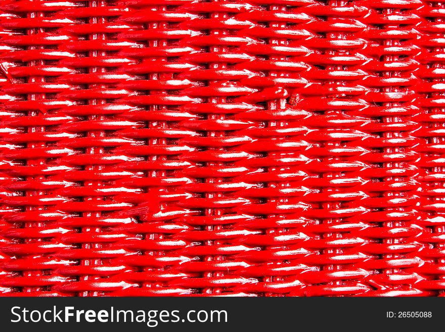 Close Up  Of  Bamboo Mesh  Texture On Red. Close Up  Of  Bamboo Mesh  Texture On Red
