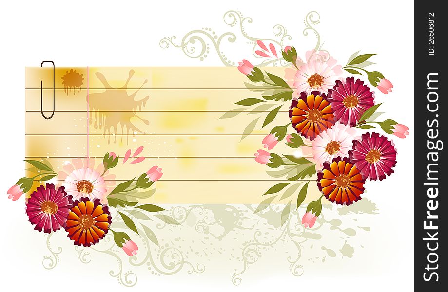 Banner With Floral Decor And Place For Your Text