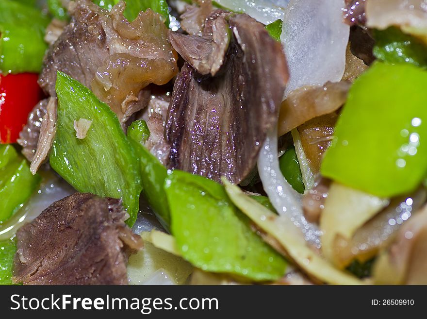 Fried Meat With Green Chili