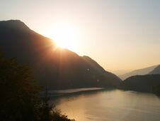 Sunrise And Lake, Lago Di Ledro Stock Images