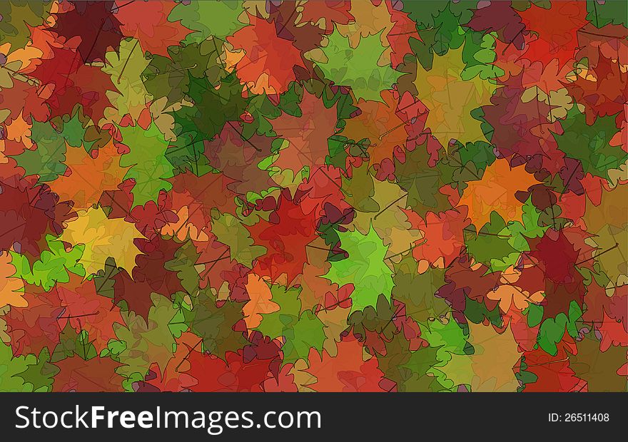 Vector with autumn leaves background