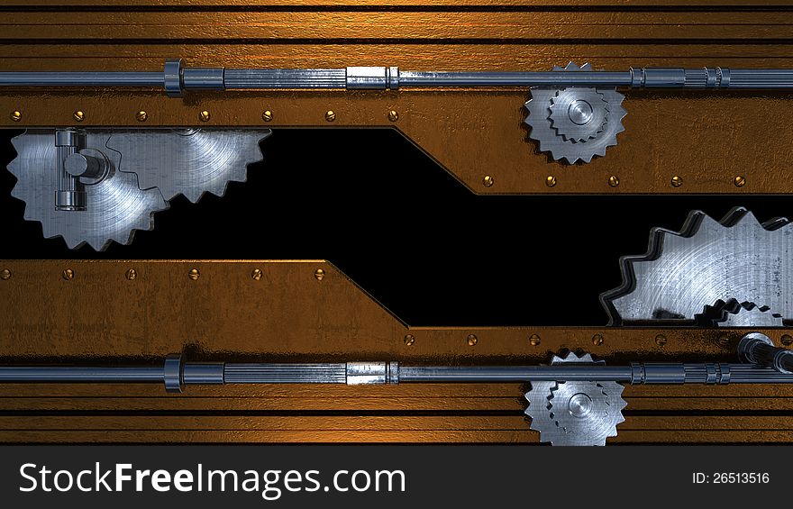 Technical machine metal background with place for text