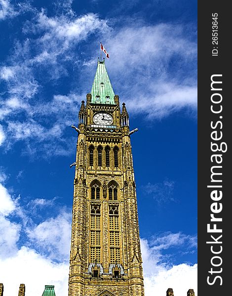 The Peace tower of Parlaiment building in Ottawa