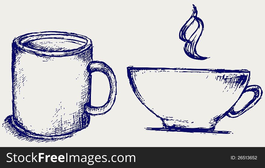 Cup drink. Doodle style. Vector