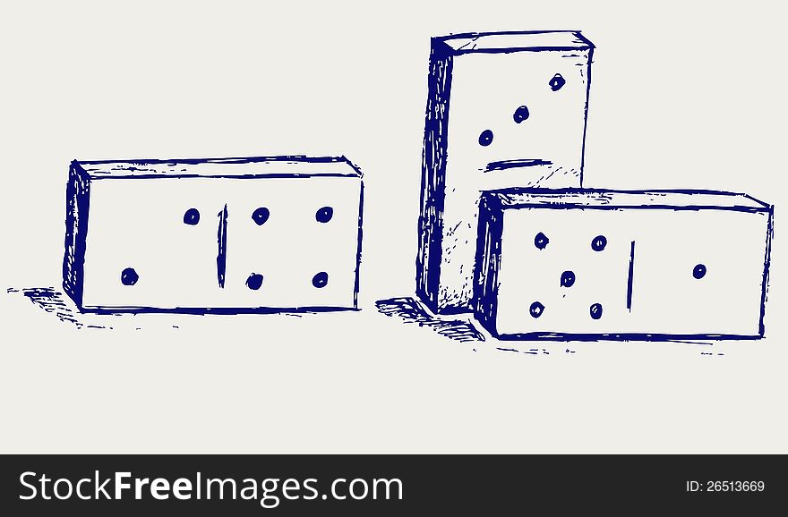 Sketch dominoes. Doodle style. Vector