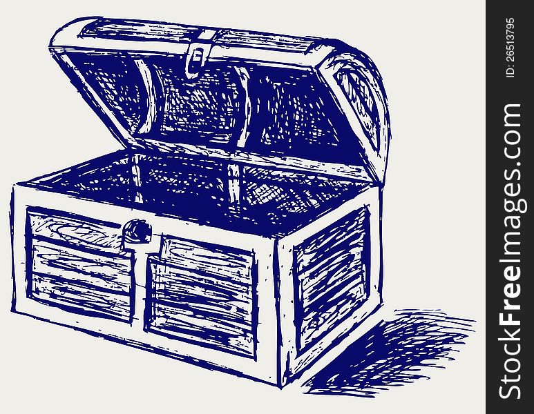 Chest sketch. Doodle style. Vector