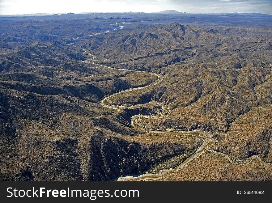 Hassayampa River in Arizona cutting through Mountains