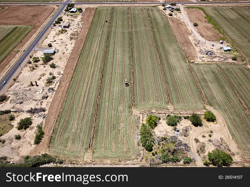 Aerial view of plowing farmland. Aerial view of plowing farmland