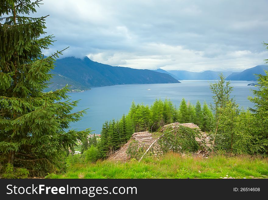 Norway fjord from height