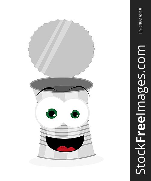 A vector cartoon representing a funny can, smiling and looking at camera. A vector cartoon representing a funny can, smiling and looking at camera
