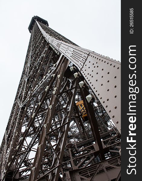 Detail view of the Eiffel tower of Paris. Detail view of the Eiffel tower of Paris