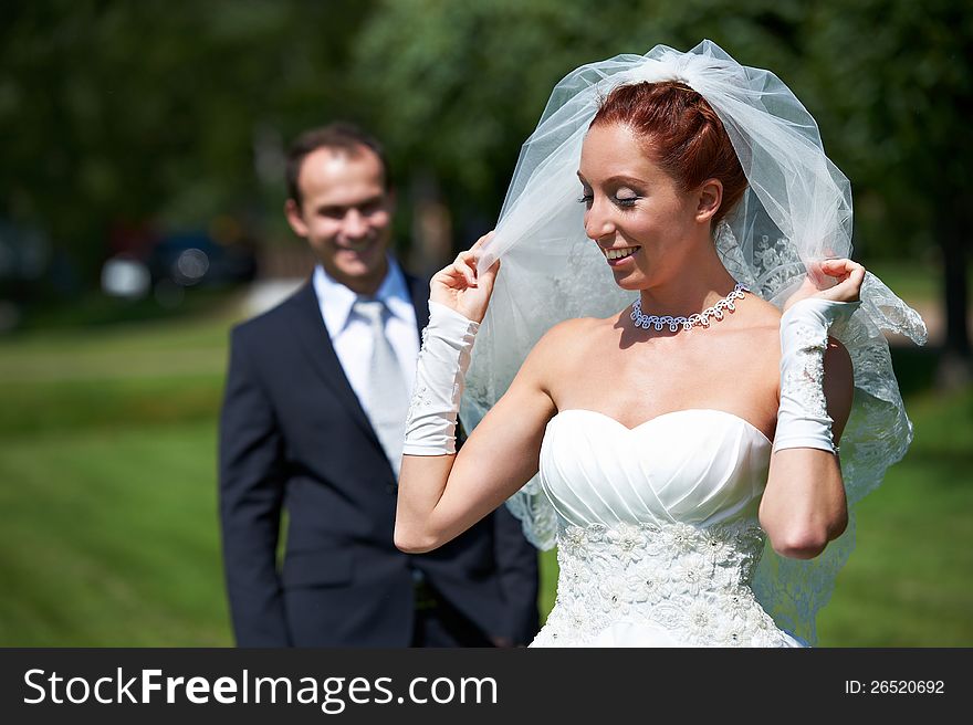 Bride And Groom On Walk