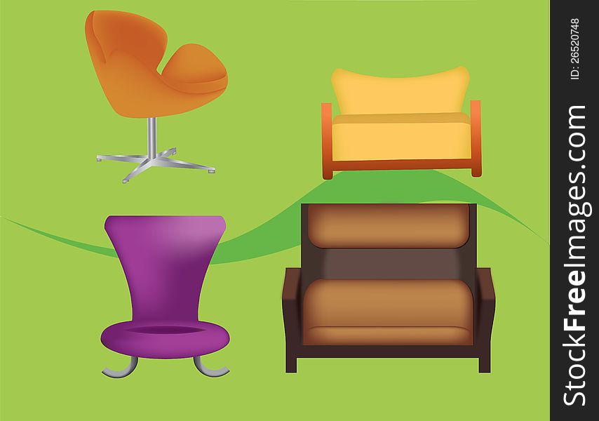 Modern chair and sofa for and graphic design. Modern chair and sofa for and graphic design