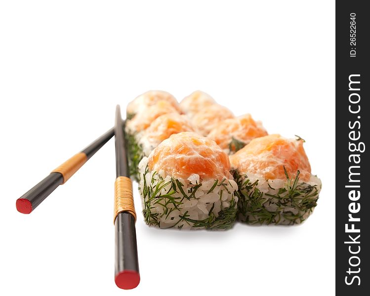 Sushi Rolls With Salmon  And Dill