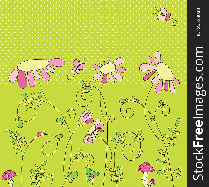 Vector botanical background with plants. Vector botanical background with plants