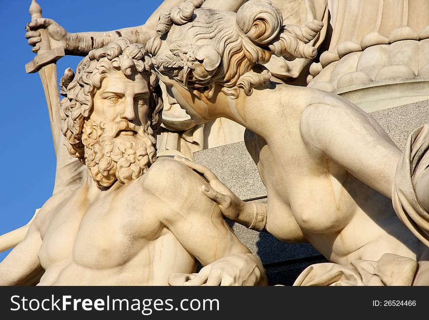 Pallas-Athena-Brunnen Fountain in front of the Austrian Parliament in Vienna, Austria