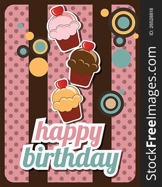 Cupcake invitation, with place for text, happy birthday