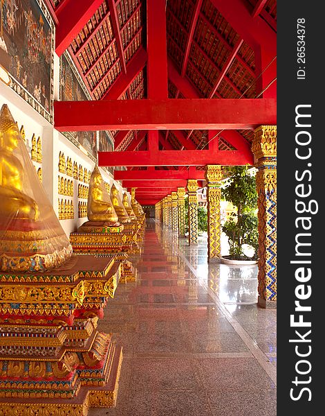 Corridor of the temple in  North thailand