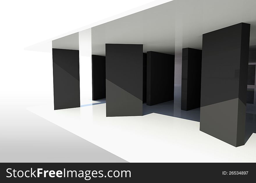 Gallery Interior with vertical black patition