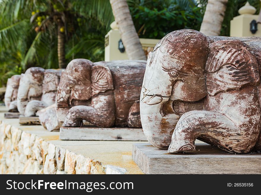 Elephants of Engraving on the wall. Elephants of Engraving on the wall