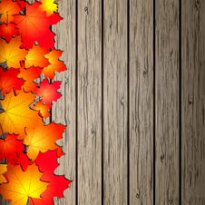 Autumn Leaves Over Wooden Background. Royalty Free Stock Photo Autumn Leaves Over Wooden Background. Royalty Free Stock Photo