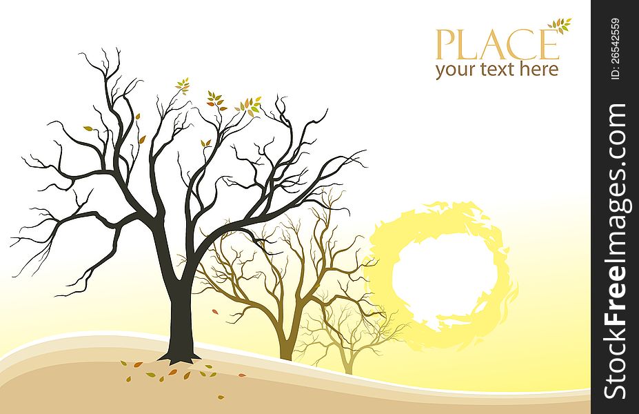 Abstract Trees and Sun Background for all your nature vector illustration needs