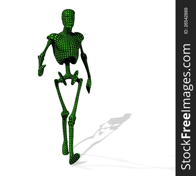 Abstract green cyborg, robot, futuristic cyber humanoid.