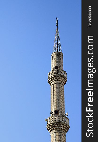 Minaret of a Mosque located in Bekilli, Denizli, Turkey