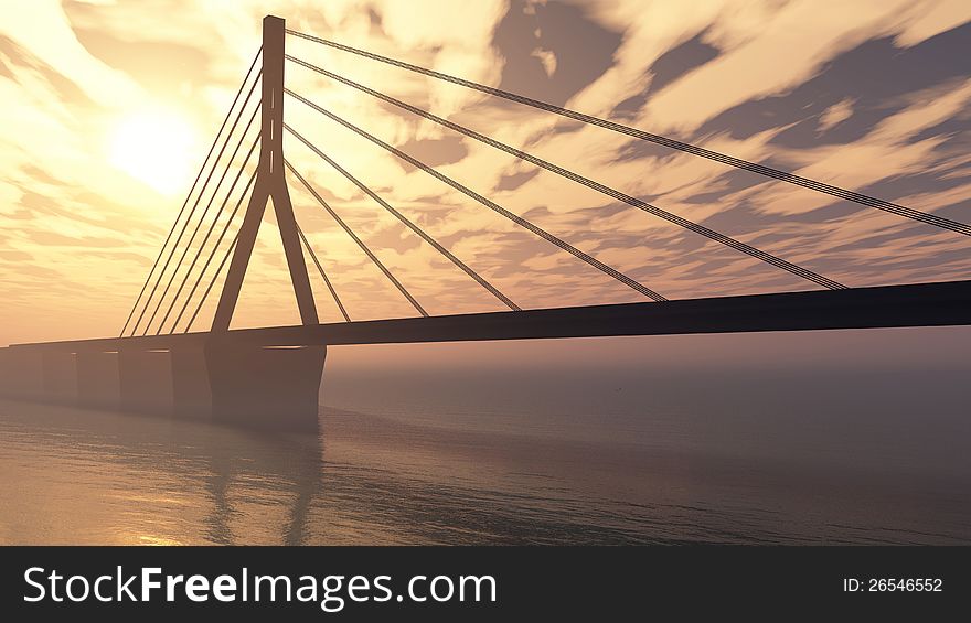 Sea bridge at sunset
