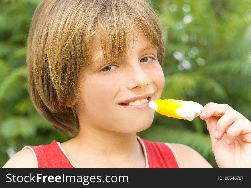 Child eating ice cream-enjoyment