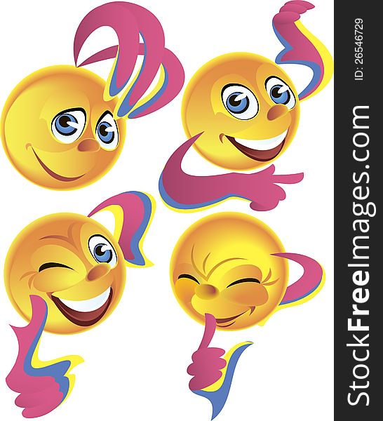 Four Cheerful Smileys