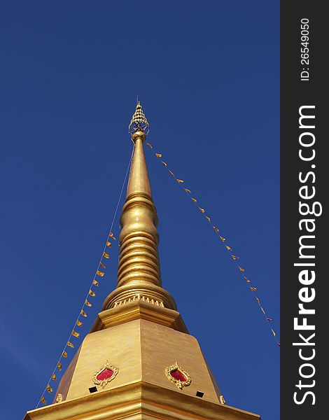 It is top part of pagoda of famous monk at Naka temple, Phuket, Thailand. It is top part of pagoda of famous monk at Naka temple, Phuket, Thailand