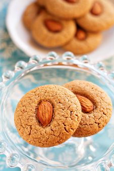 Two Almond Whole Wheat Cookies Royalty Free Stock Photography Two Almond Whole Wheat Cookies Royalty Free Stock Photography