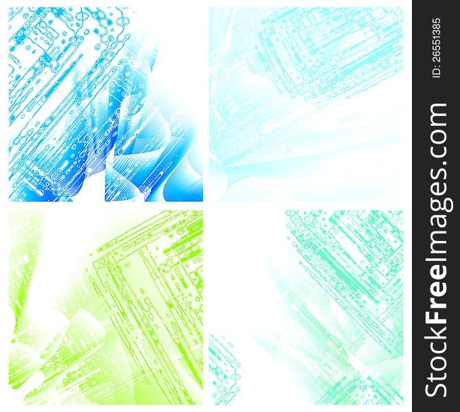 Vector set of 4 stylized square  backgrounds. Vector set of 4 stylized square  backgrounds