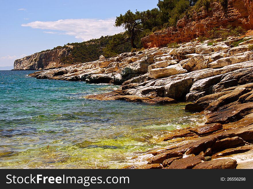 Rocky Beach In Greece