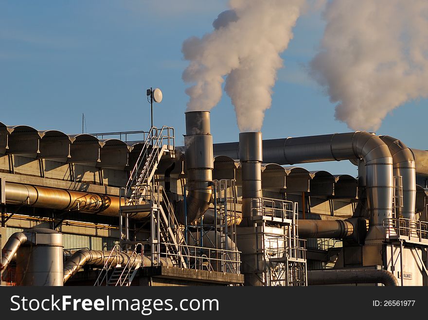 The chimneys of an industry in Tuscany. The chimneys of an industry in Tuscany