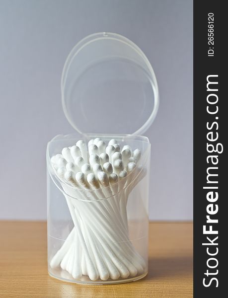 Group of cotton buds in the box