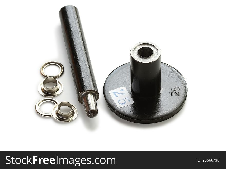 Eyelet punch tools for industrial on white background