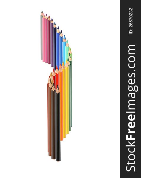 Set of color pencils on white background. Set of color pencils on white background