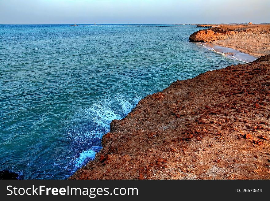 The wonderful red sea on the stony beach of Egypt. The wonderful red sea on the stony beach of Egypt