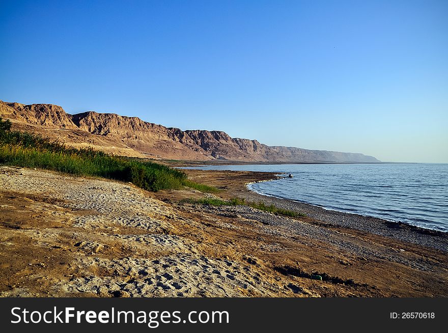 Sunrise. Incredible lighting effects on the Dead Sea in Israel. Sunrise. Incredible lighting effects on the Dead Sea in Israel.