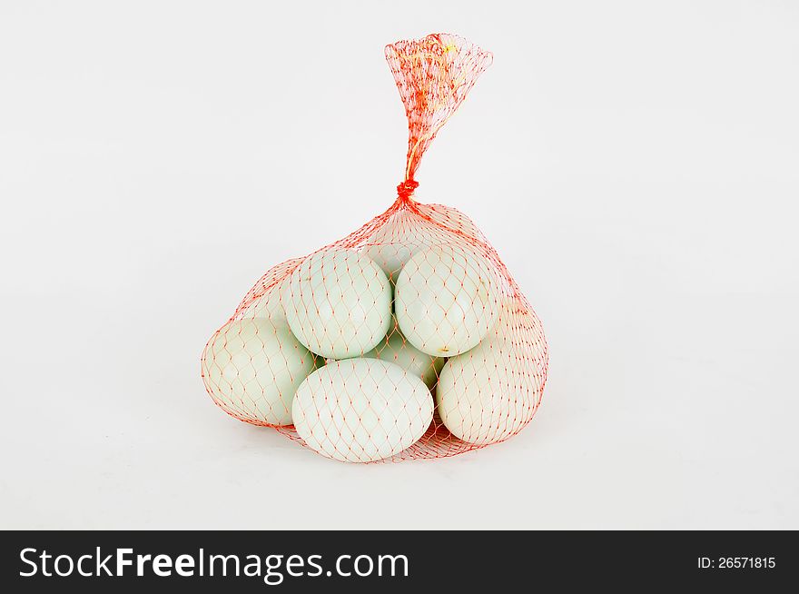 A bag of duck on a white background. A bag of duck on a white background