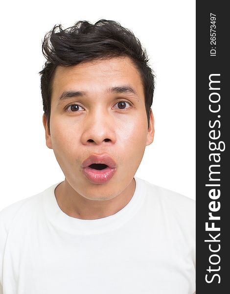 Close up Head Shot Of Asian Man Face ,WOW, Concept. Close up Head Shot Of Asian Man Face ,WOW, Concept