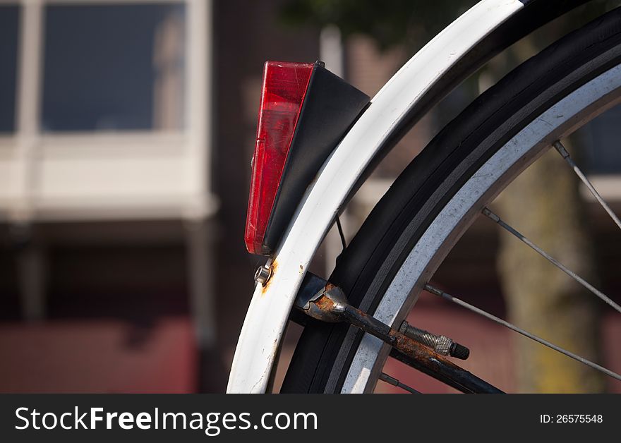 Rear position lamp of a bicycle - close up. Rear position lamp of a bicycle - close up