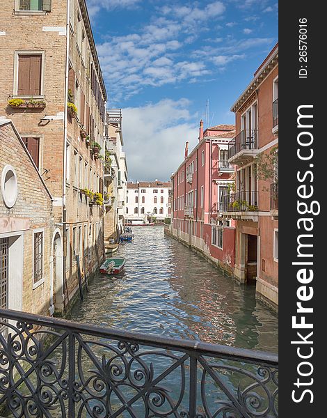 View of the water channel in the Italian Venice. View of the water channel in the Italian Venice