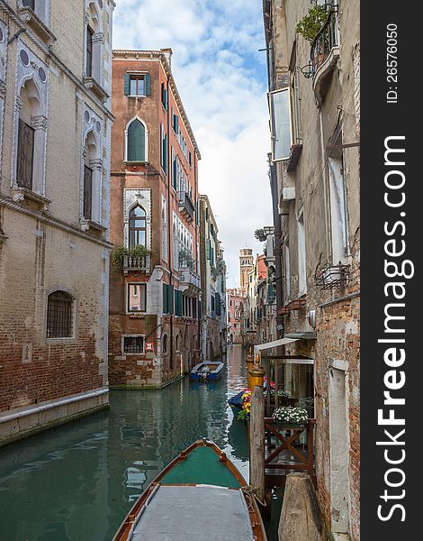 View of the water channel in the Italian Venice. View of the water channel in the Italian Venice